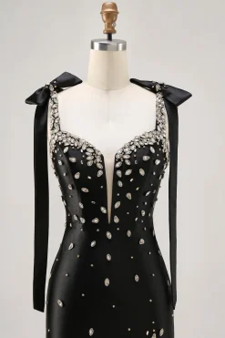 Sparkly Preto Tight Rhinestones Short Homecoming Dress com Fenda