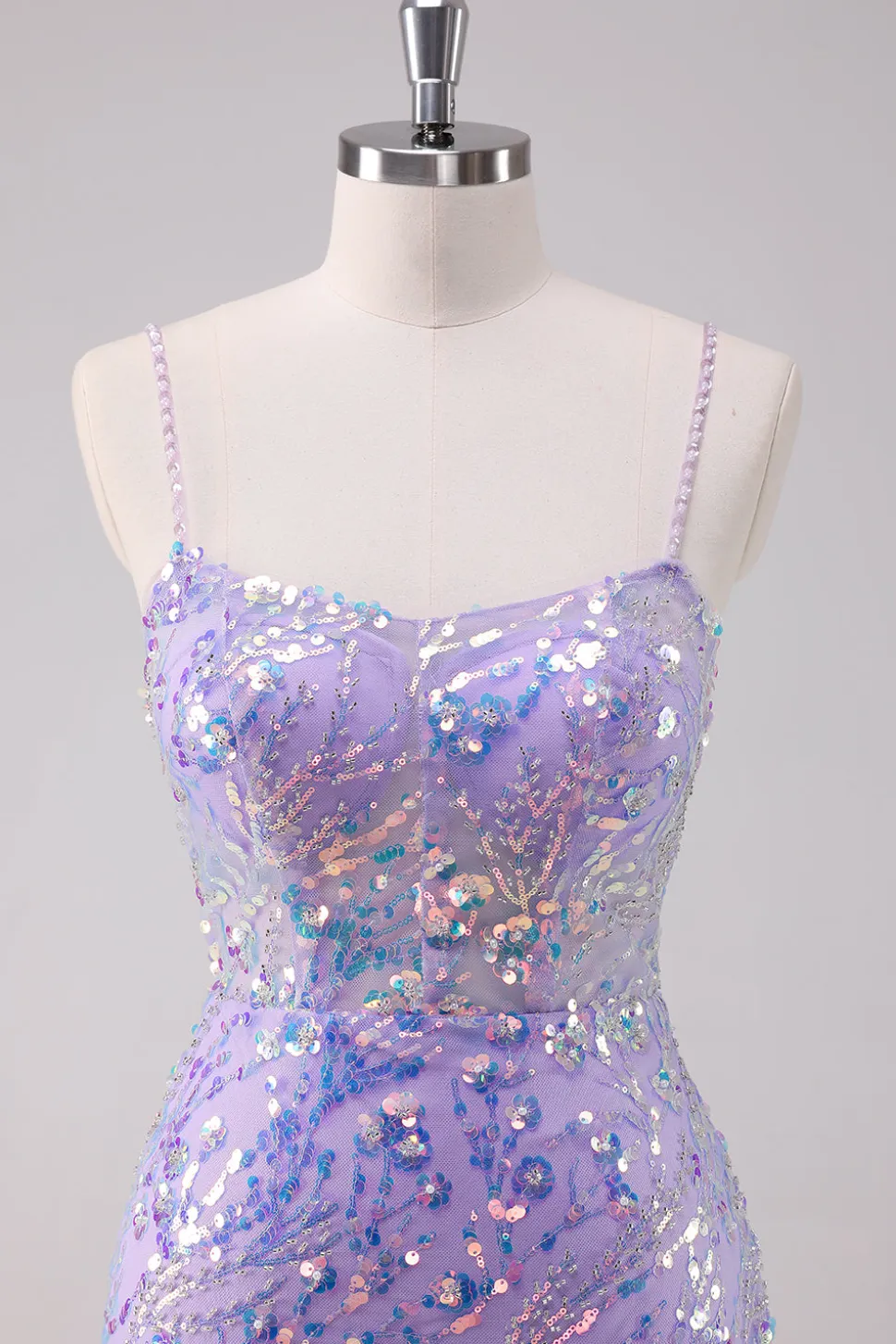Sparkly Purple Bodycon Esparguete Correias Sequins Vestido Curto Homecoming