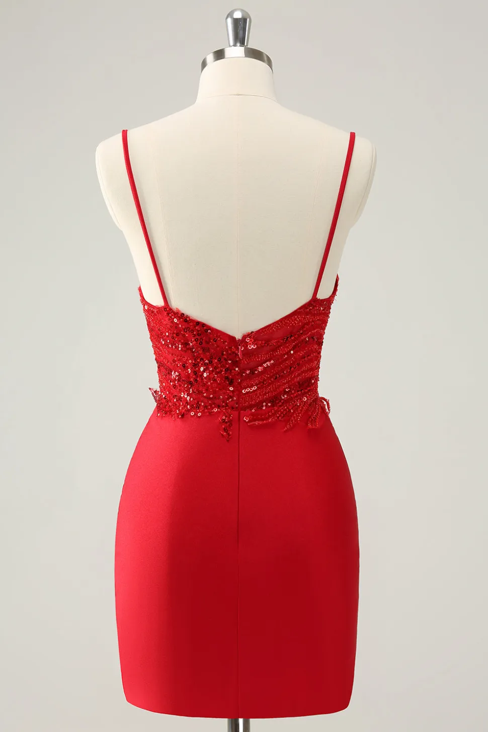 Sparkly Red Bodycon Esparguete Correias Homecoming Dress com Sequins
