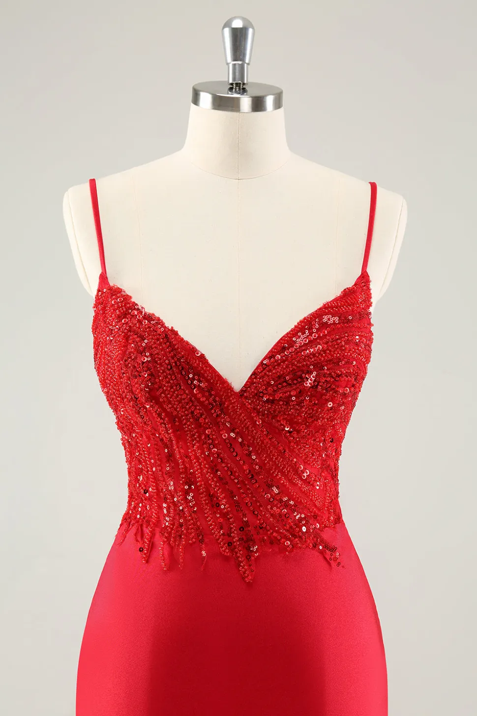 Sparkly Red Bodycon Esparguete Correias Homecoming Dress com Sequins