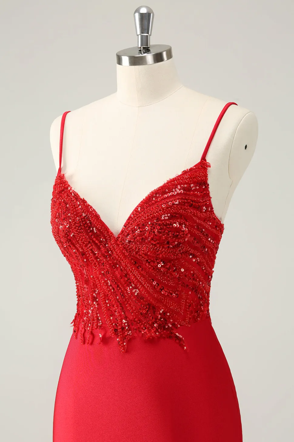 Sparkly Red Bodycon Esparguete Correias Homecoming Dress com Sequins