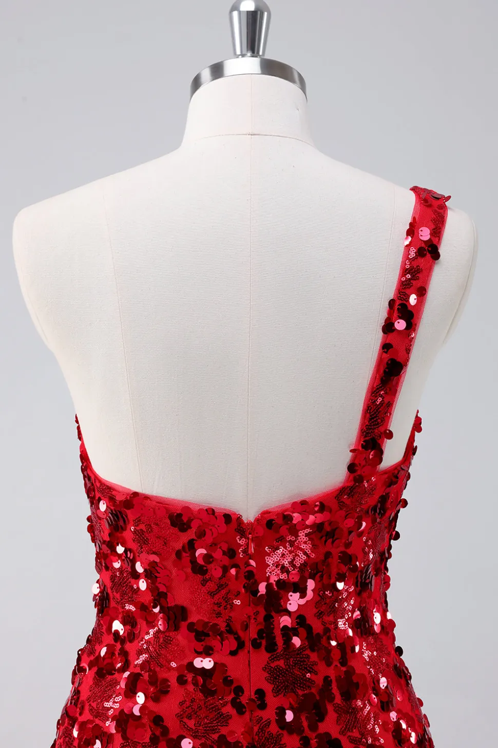 Sparkly Red One Shoulder Tight Short Homecoming Dress com lantejoulas