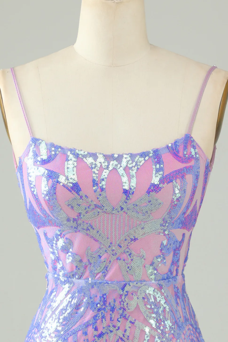 Sparkly roxo lantejoulas sem costas apertado curto Homecoming Dress