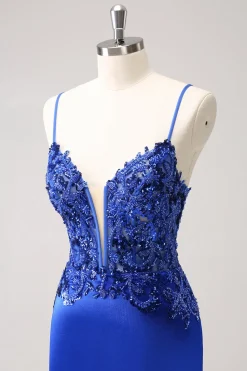 Sparkly Royal Blue Sequin Tight Short Homecoming Dress Com Renda Para Trás