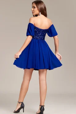 Sparkly Royal Blue Sequins Vestido Curto Homecoming