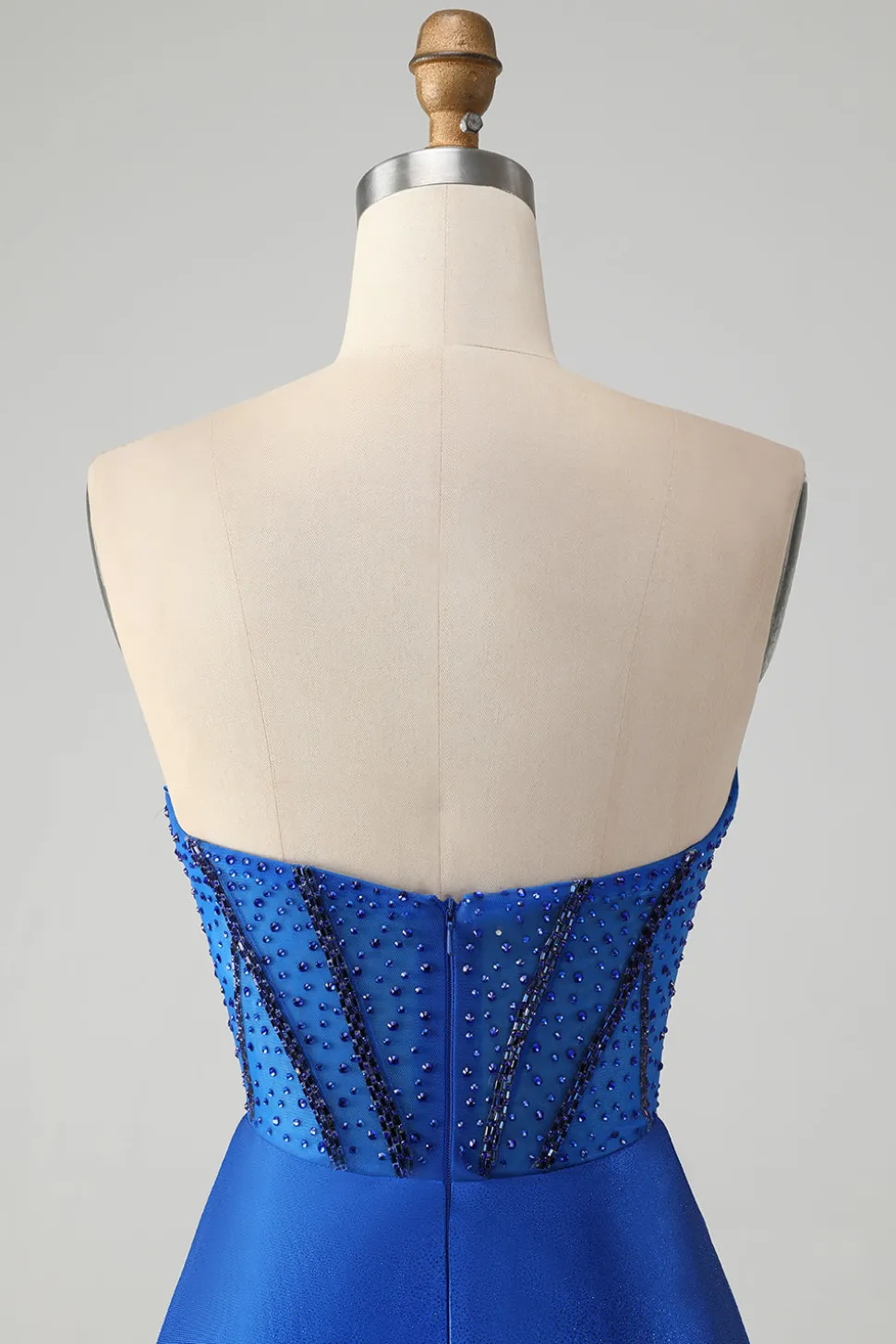 Sparkly Royal Blue Tight Strapless Vestido Curto Homecoming com Missangas