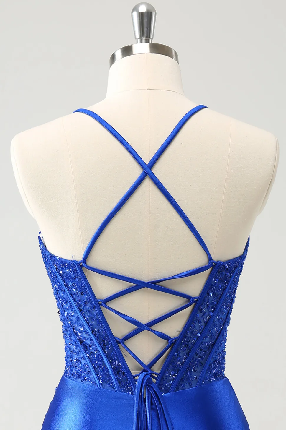 Sparkly Royal Blue Tight Corset Short Homecoming Dress com renda para trás