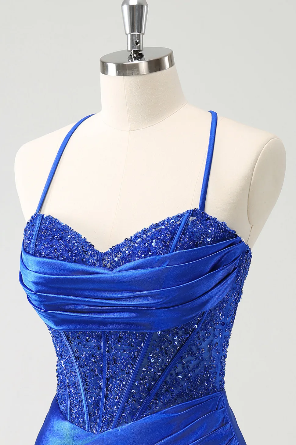 Sparkly Royal Blue Tight Corset Short Homecoming Dress com renda para trás