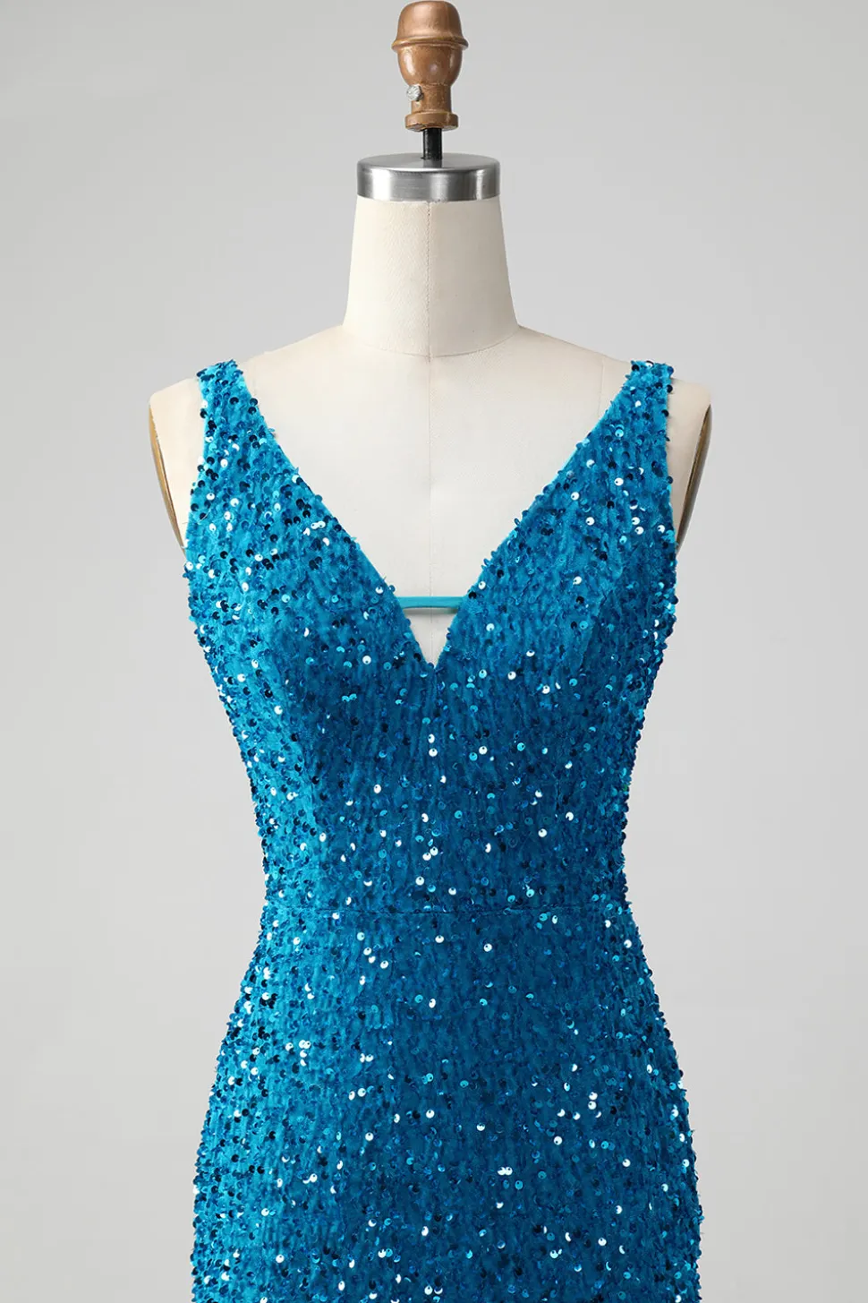 Sparkly Sage Bodycon V Pescoço Sequin Vestido Curto Homecoming com Tassel