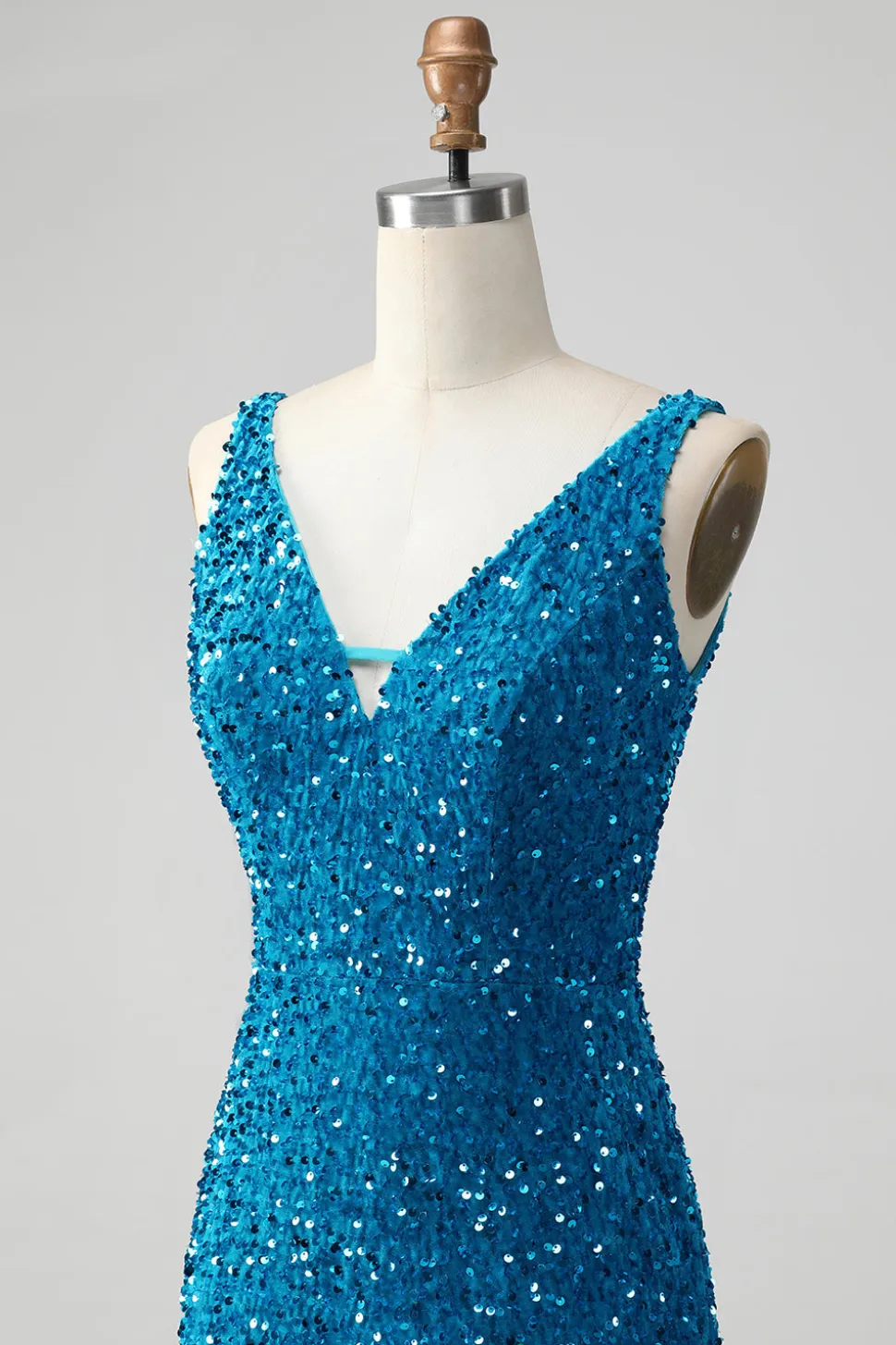 Sparkly Sage Bodycon V Pescoço Sequin Vestido Curto Homecoming com Tassel