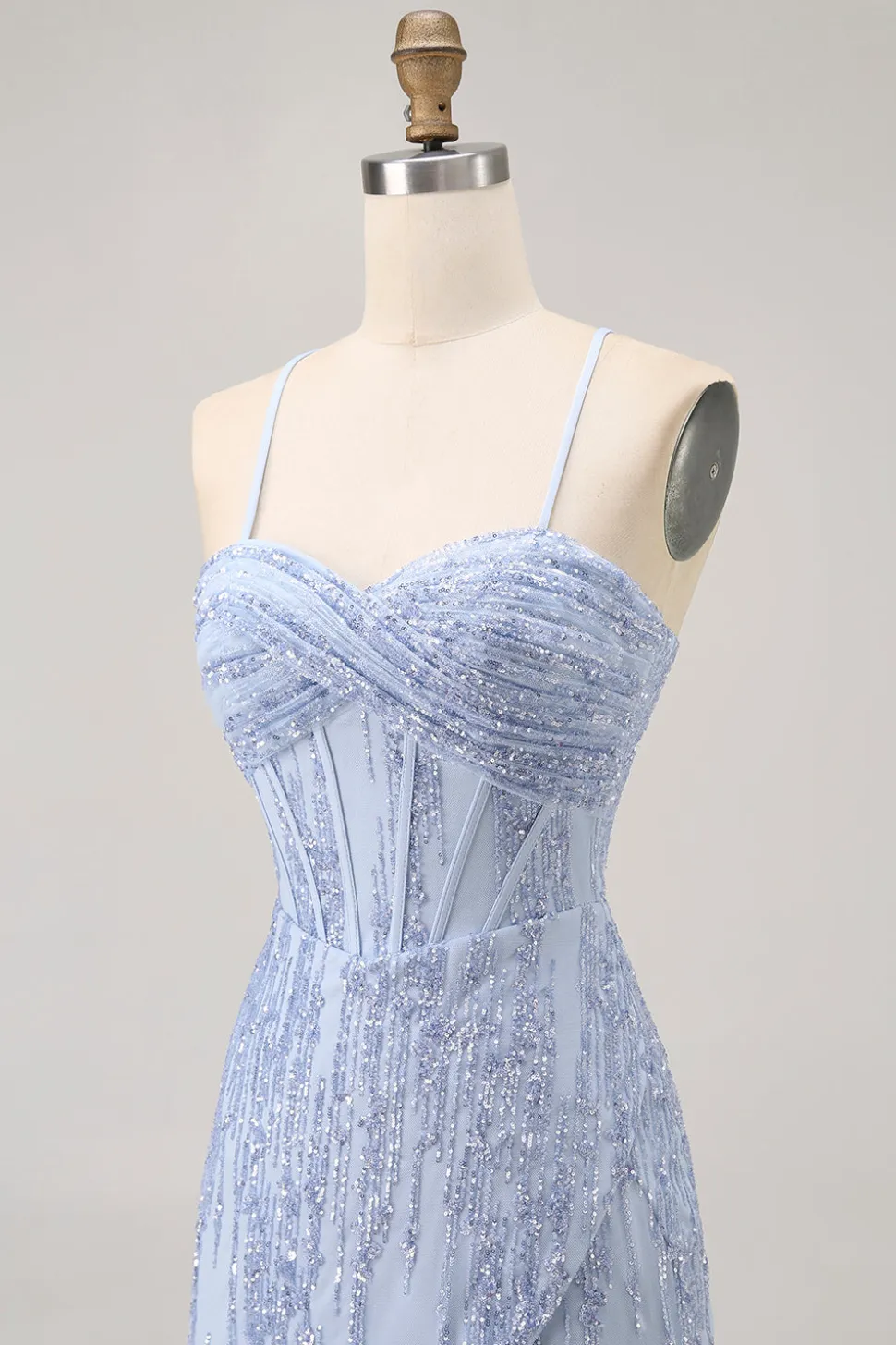 Sparkly Sequins Corset Cinza Azul Bodycon Vestido Curto Homecoming