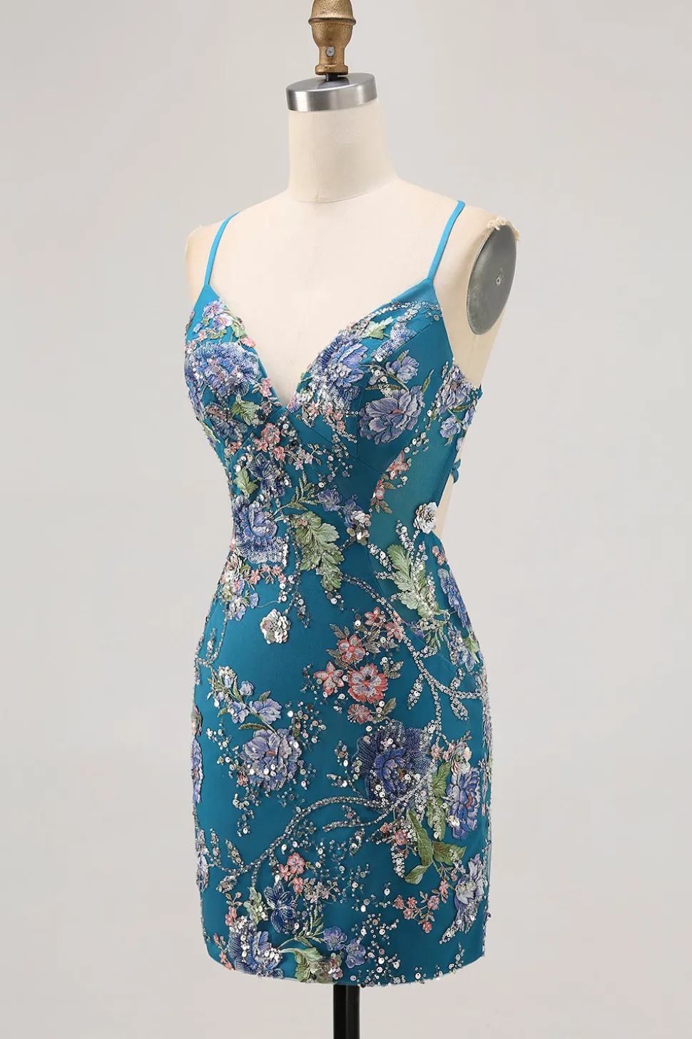 Sparkly Sequins Pink Bodycon Vestido Curto Floral Homecoming