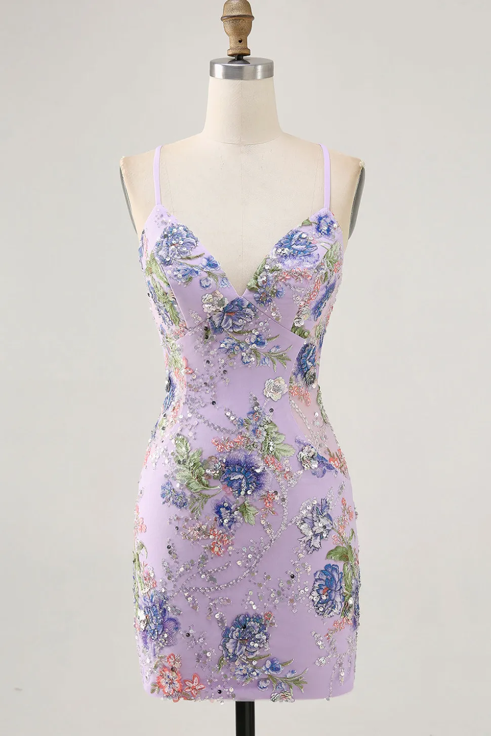 Sparkly Sequins Pink Bodycon Vestido Curto Floral Homecoming