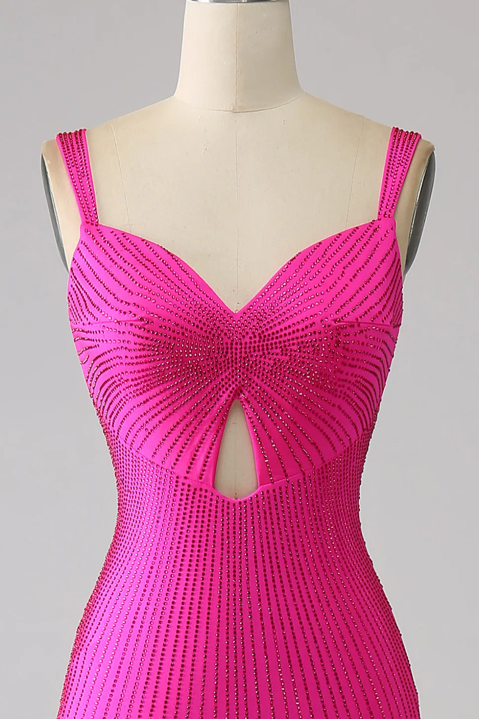 Sparkly Sereia Hot Pink Prom Dress com Hollow-out