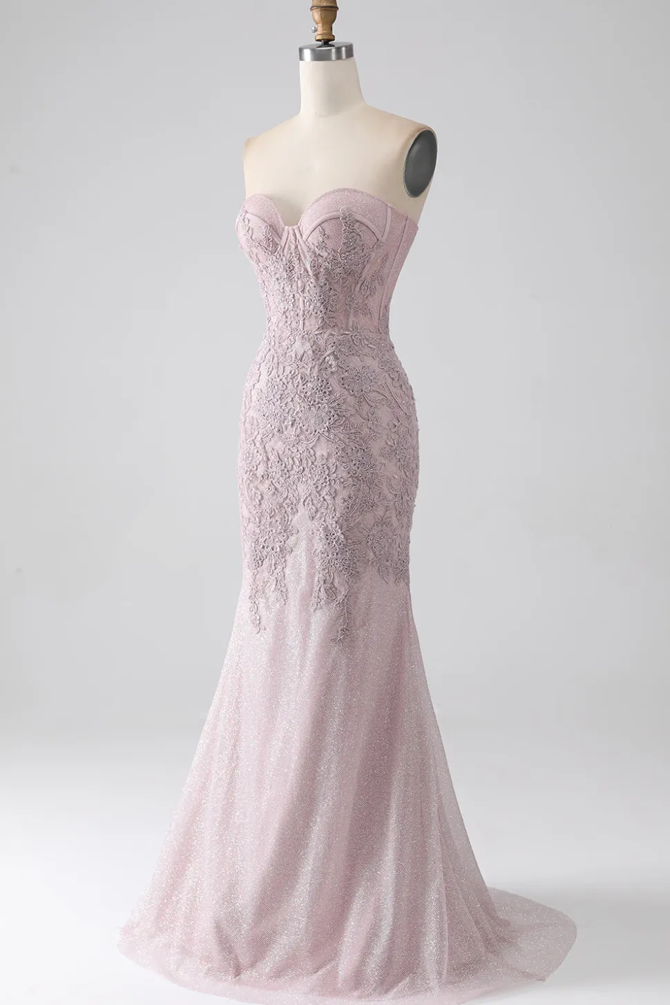 Sparkly Strapless Sereia Corset Prom Dress com Appliques