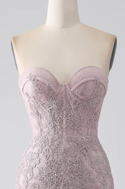 Sparkly Strapless Sereia Corset Prom Dress com Appliques