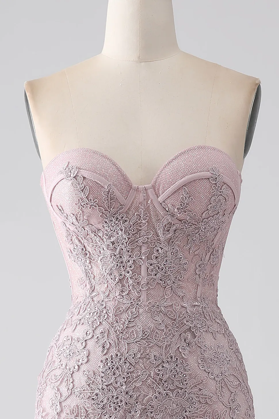 Sparkly Strapless Sereia Corset Prom Dress com Appliques