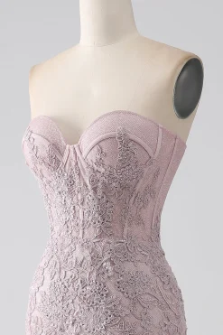 Sparkly Strapless Sereia Corset Prom Dress com Appliques