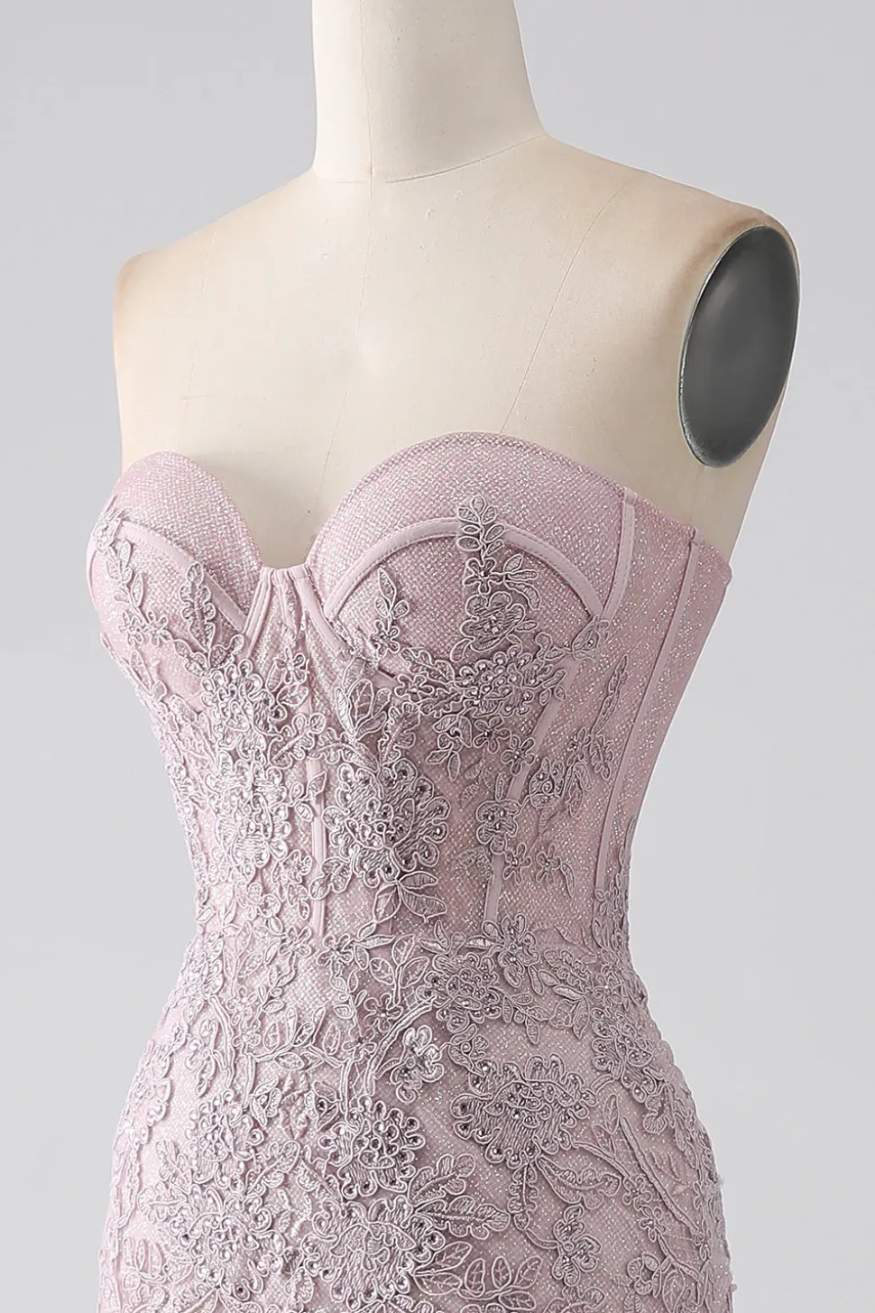 Sparkly Strapless Sereia Corset Prom Dress com Appliques