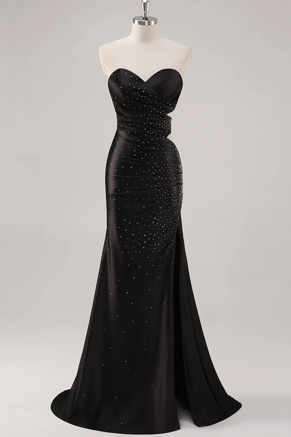 Sparkly Sweetheart vestido de baile de baile de bainha preta com fenda