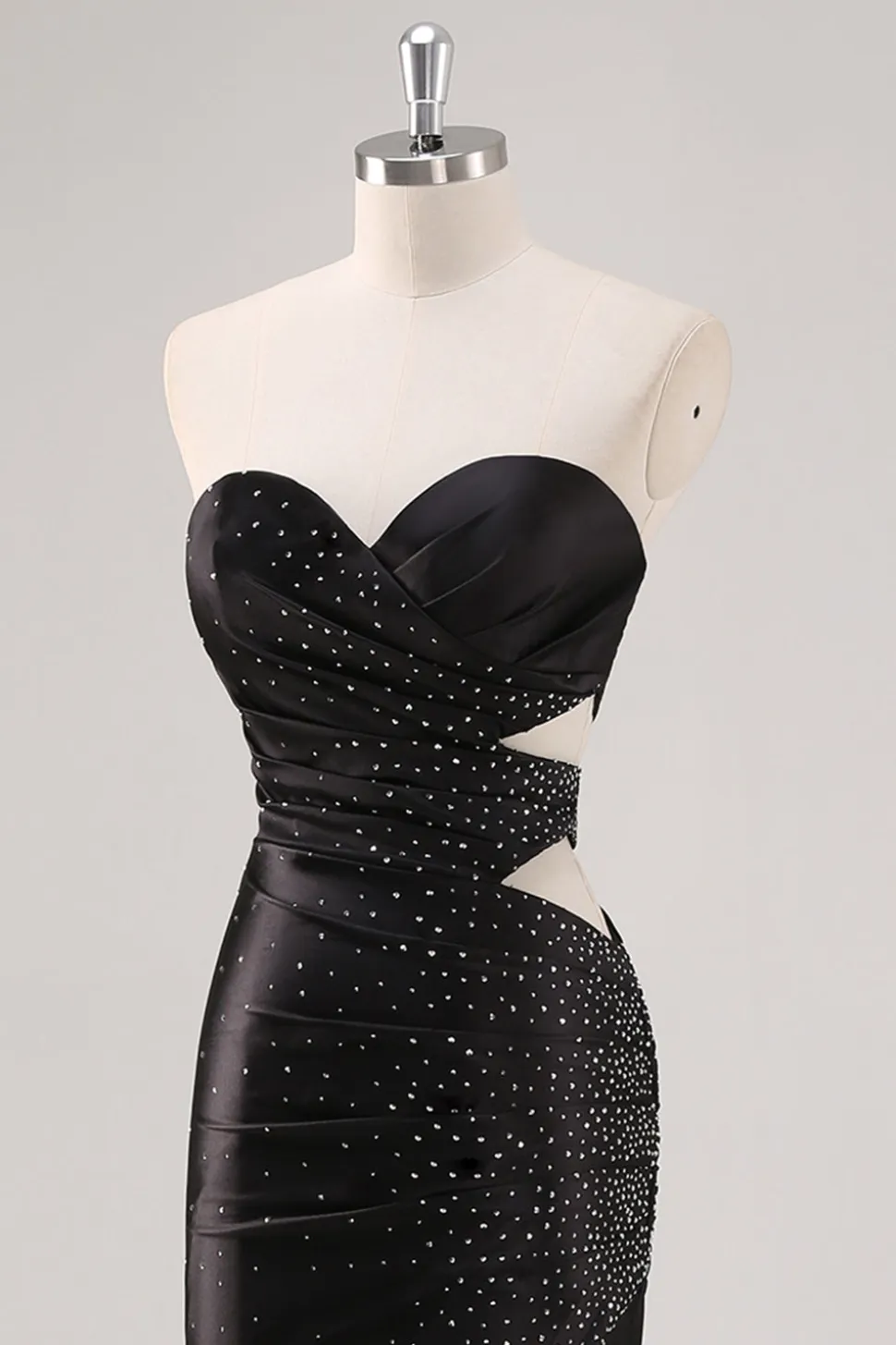 Sparkly Sweetheart vestido de baile de baile de bainha preta com fenda