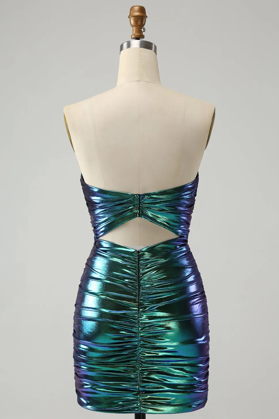 Sparkly Teal Blue Bodycon Querida Ruched Short Homecoming Dress