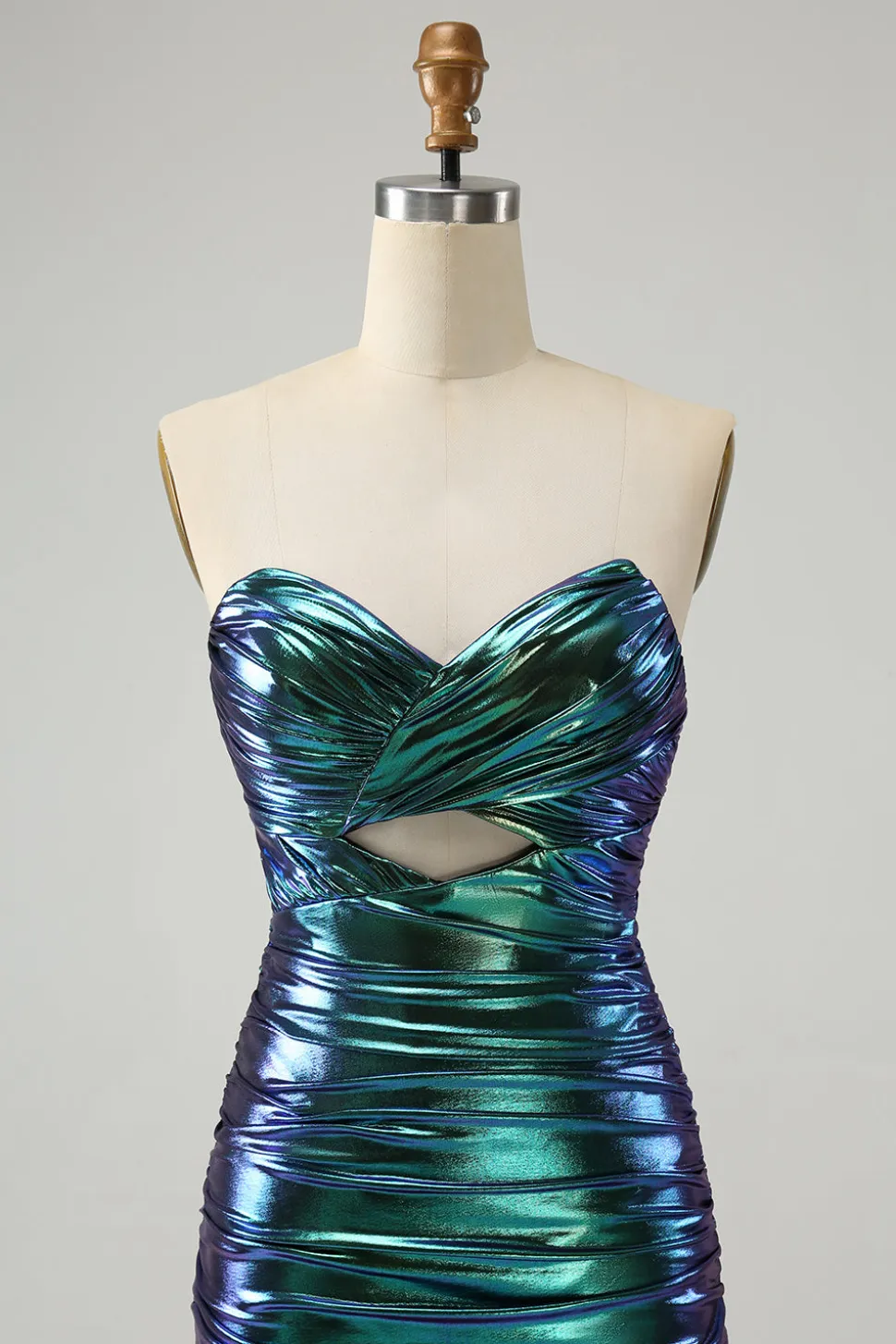 Sparkly Teal Blue Bodycon Querida Ruched Short Homecoming Dress
