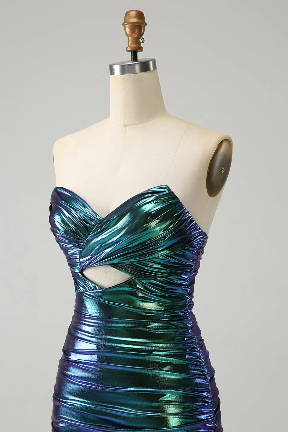 Sparkly Teal Blue Bodycon Querida Ruched Short Homecoming Dress