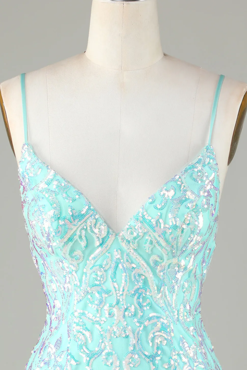 Sparkly Tight Esparguete Correias Verde Homecoming Dress com Backless
