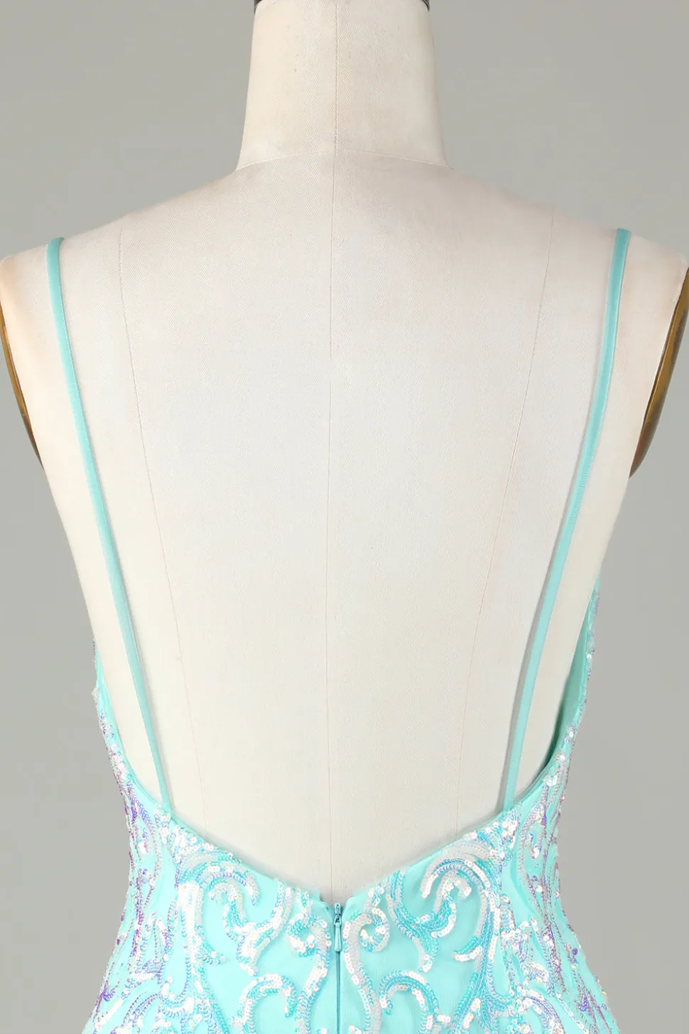 Sparkly Tight Esparguete Correias Verde Homecoming Dress com Backless