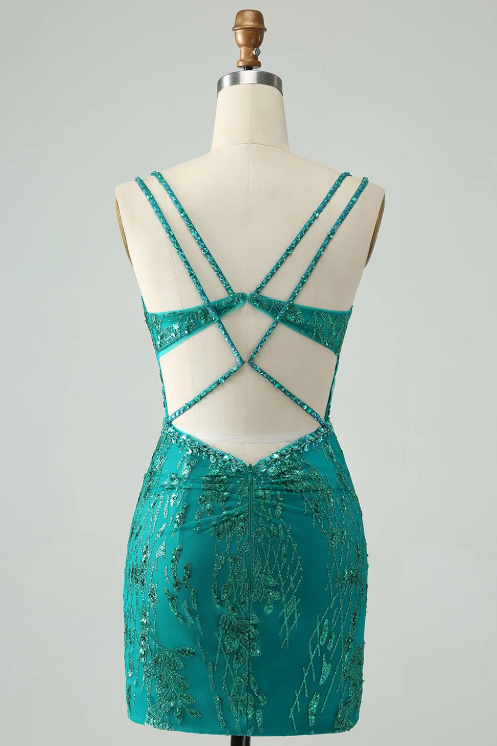 Sparkly verde escuro Bodycon Corset Short Homecoming Dress com Sequins