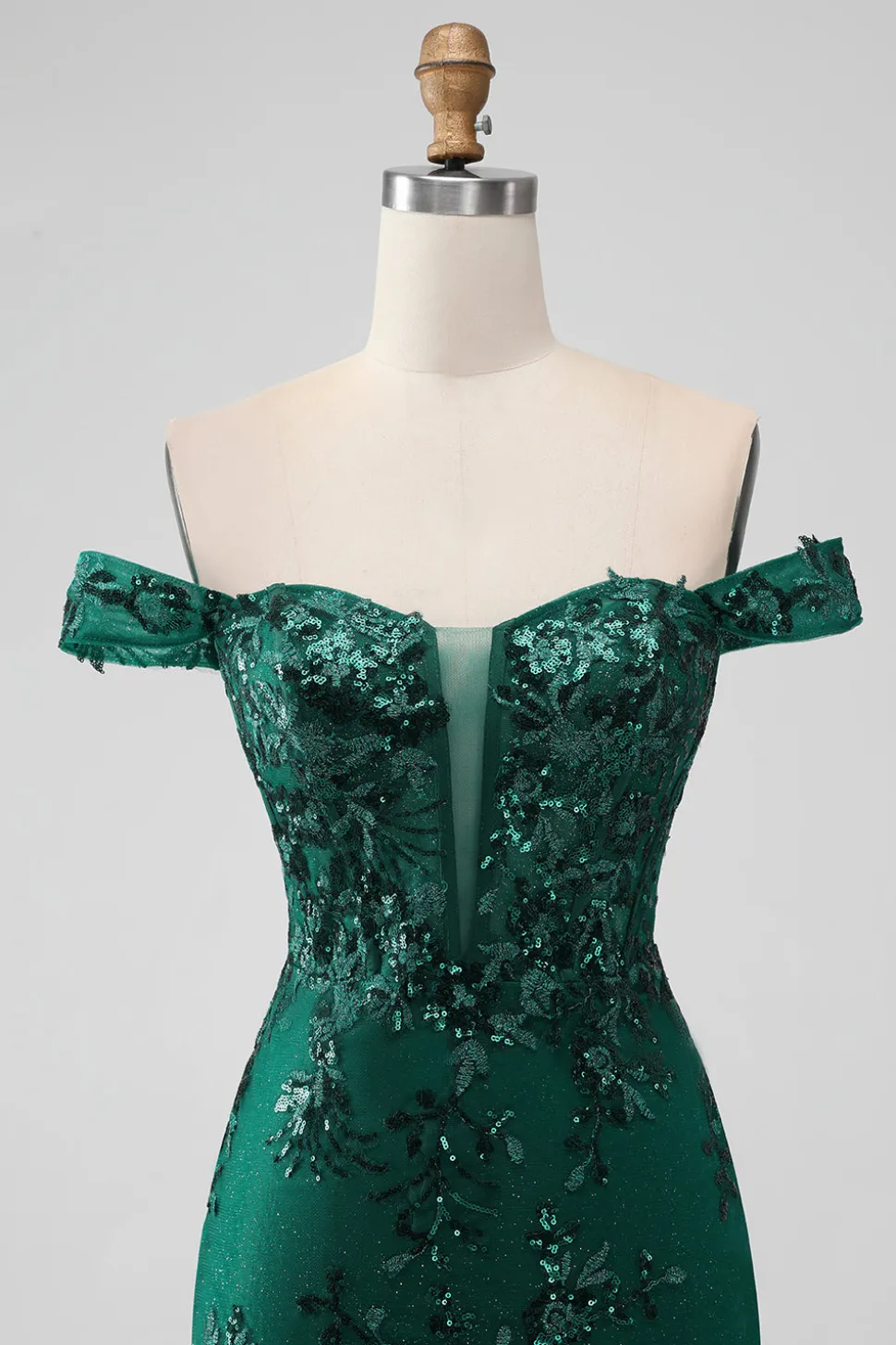 Sparkly verde escuro fora do ombro apertado curto Homecoming Dress com Sequins