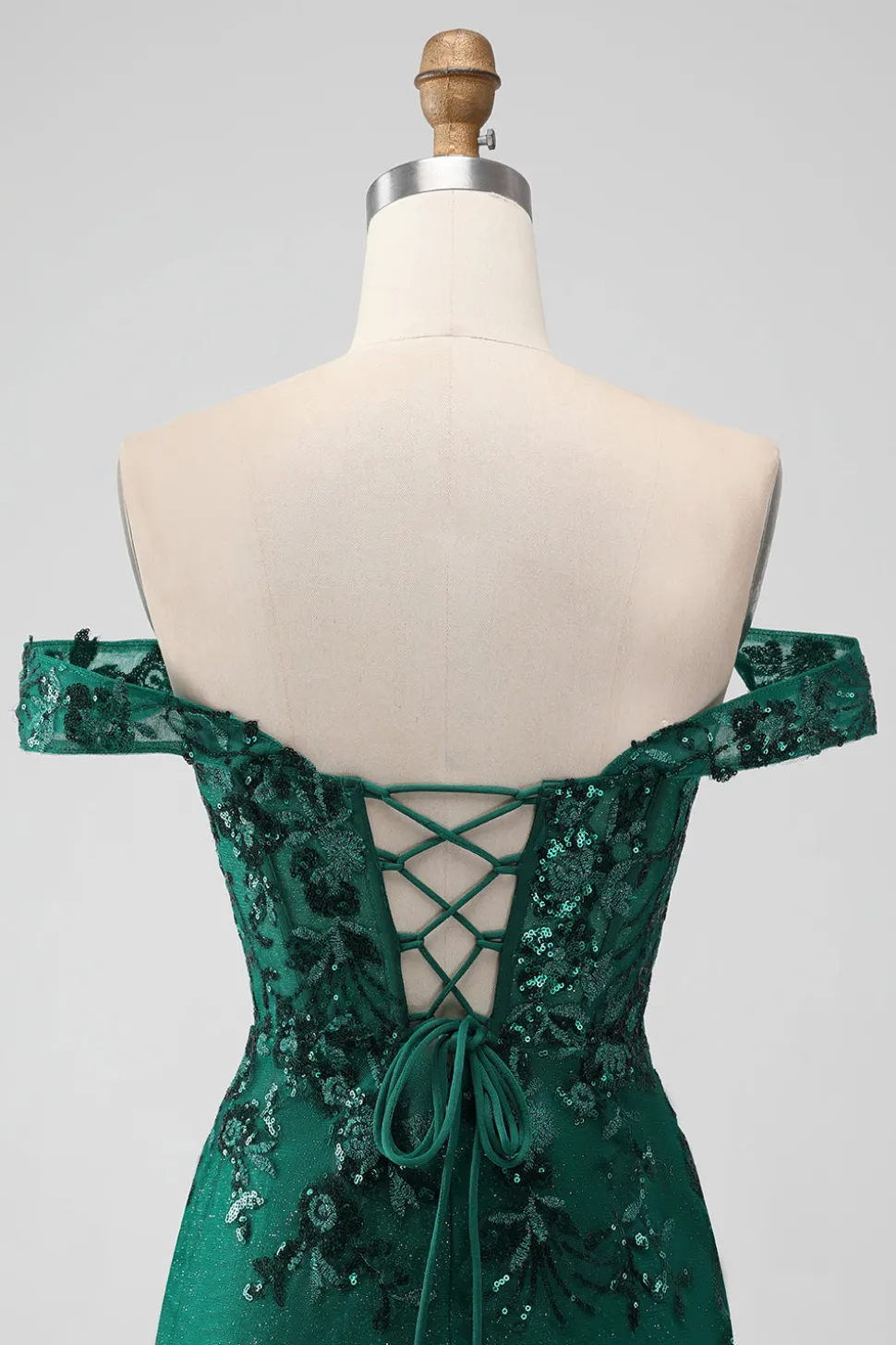 Sparkly verde escuro fora do ombro apertado curto Homecoming Dress com Sequins