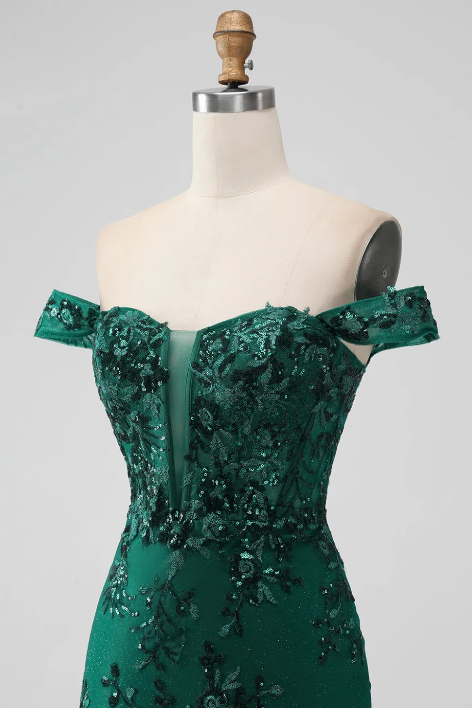 Sparkly verde escuro fora do ombro apertado curto Homecoming Dress com Sequins
