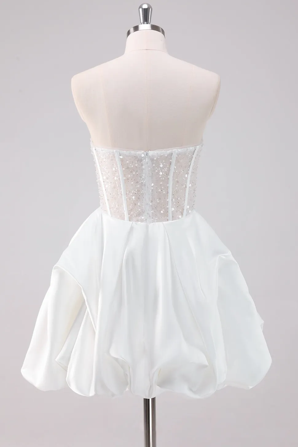 Sparkly White A-Line Strapless Vestido Curto Homecoming
