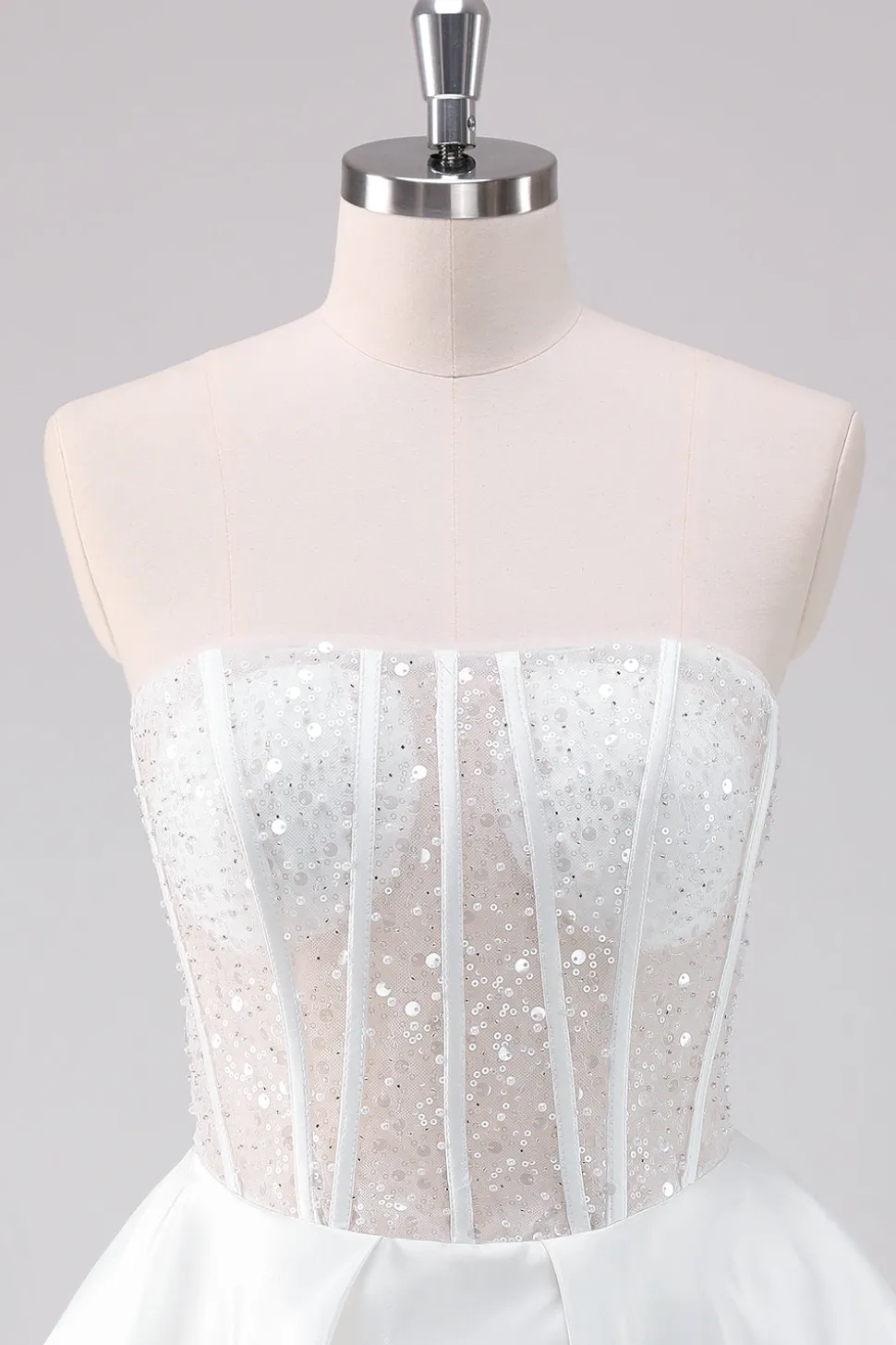 Sparkly White A-Line Strapless Vestido Curto Homecoming
