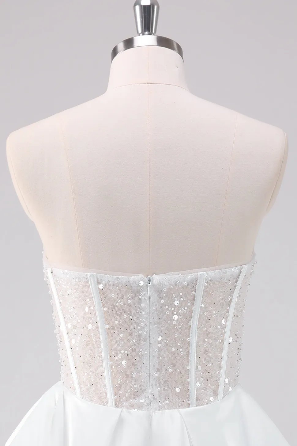 Sparkly White A-Line Strapless Vestido Curto Homecoming
