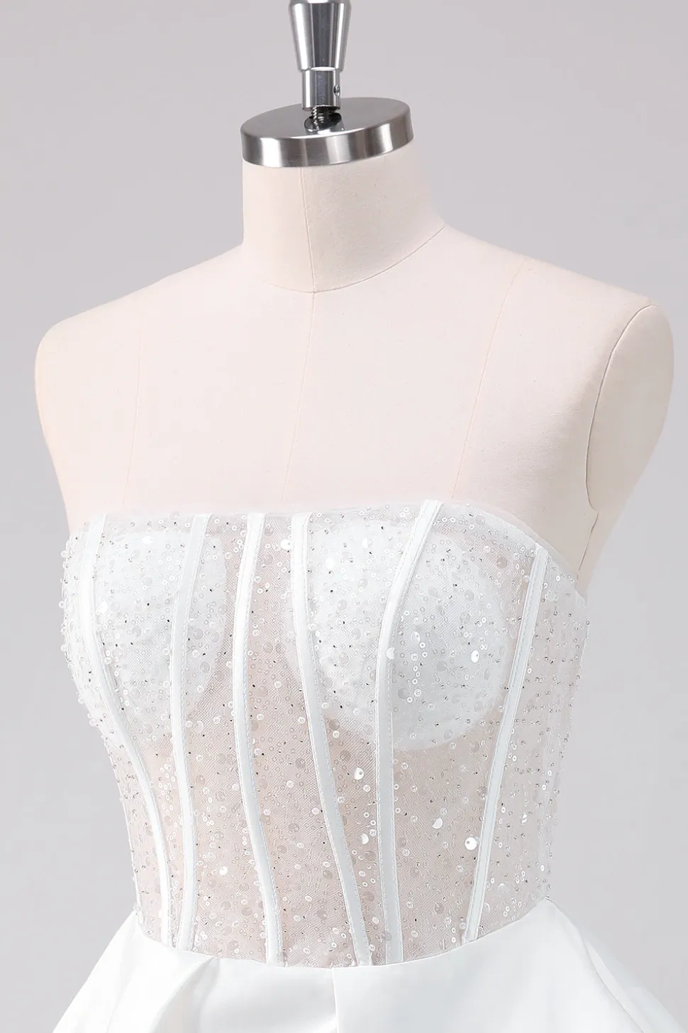 Sparkly White A-Line Strapless Vestido Curto Homecoming