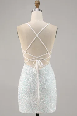 Sparkly White Bodycon Corset Homecoming Vestido com Apliques