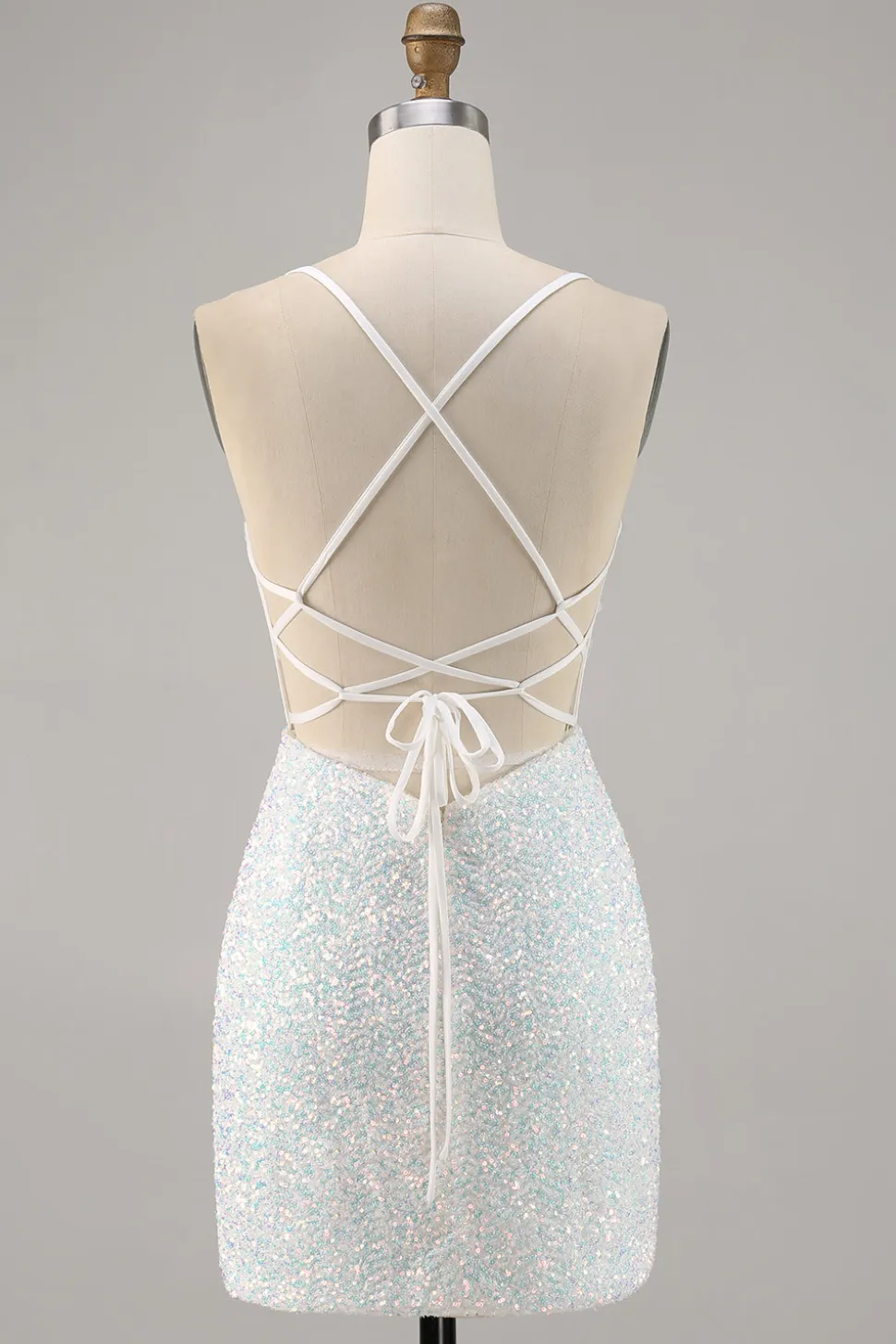 Sparkly White Bodycon Corset Homecoming Vestido com Apliques