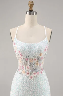 Sparkly White Bodycon Corset Homecoming Vestido com Apliques
