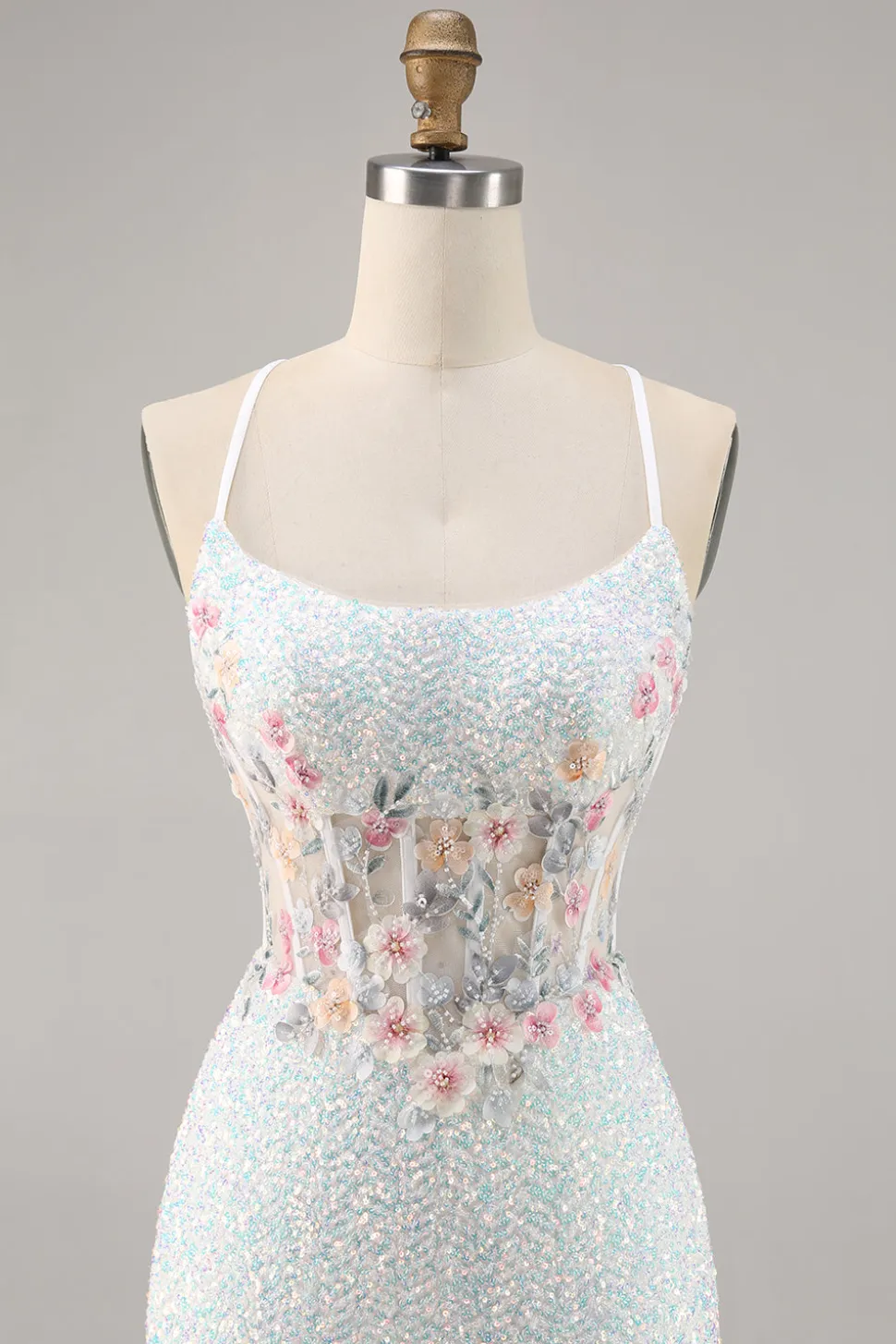 Sparkly White Bodycon Corset Homecoming Vestido com Apliques