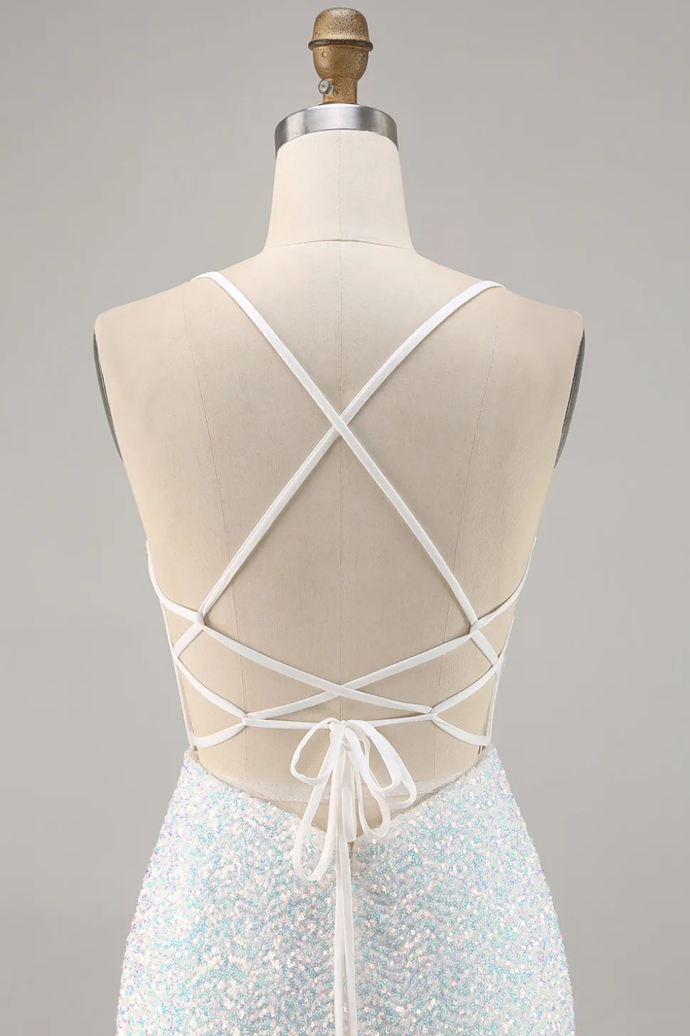 Sparkly White Bodycon Corset Homecoming Vestido com Apliques