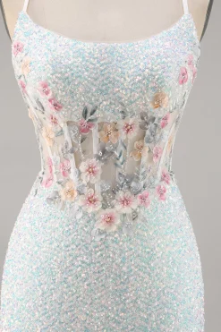Sparkly White Bodycon Corset Homecoming Vestido com Apliques