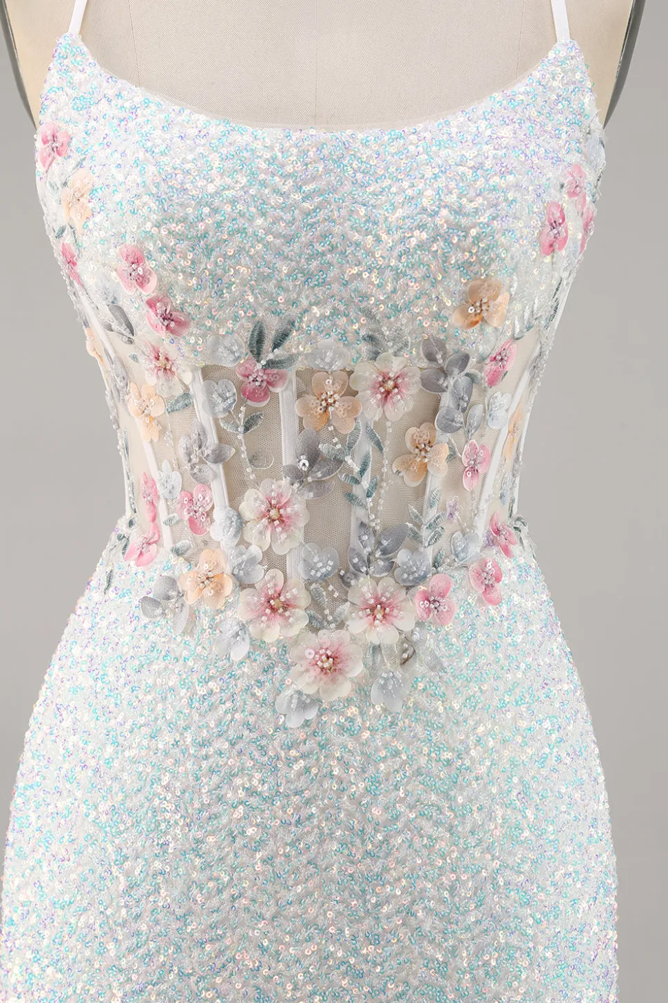 Sparkly White Bodycon Corset Homecoming Vestido com Apliques
