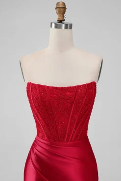Sparky Red Strapless Bodycon Vestido Homecoing Curto com Renda