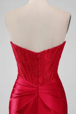 Sparky Red Strapless Bodycon Vestido Homecoing Curto com Renda