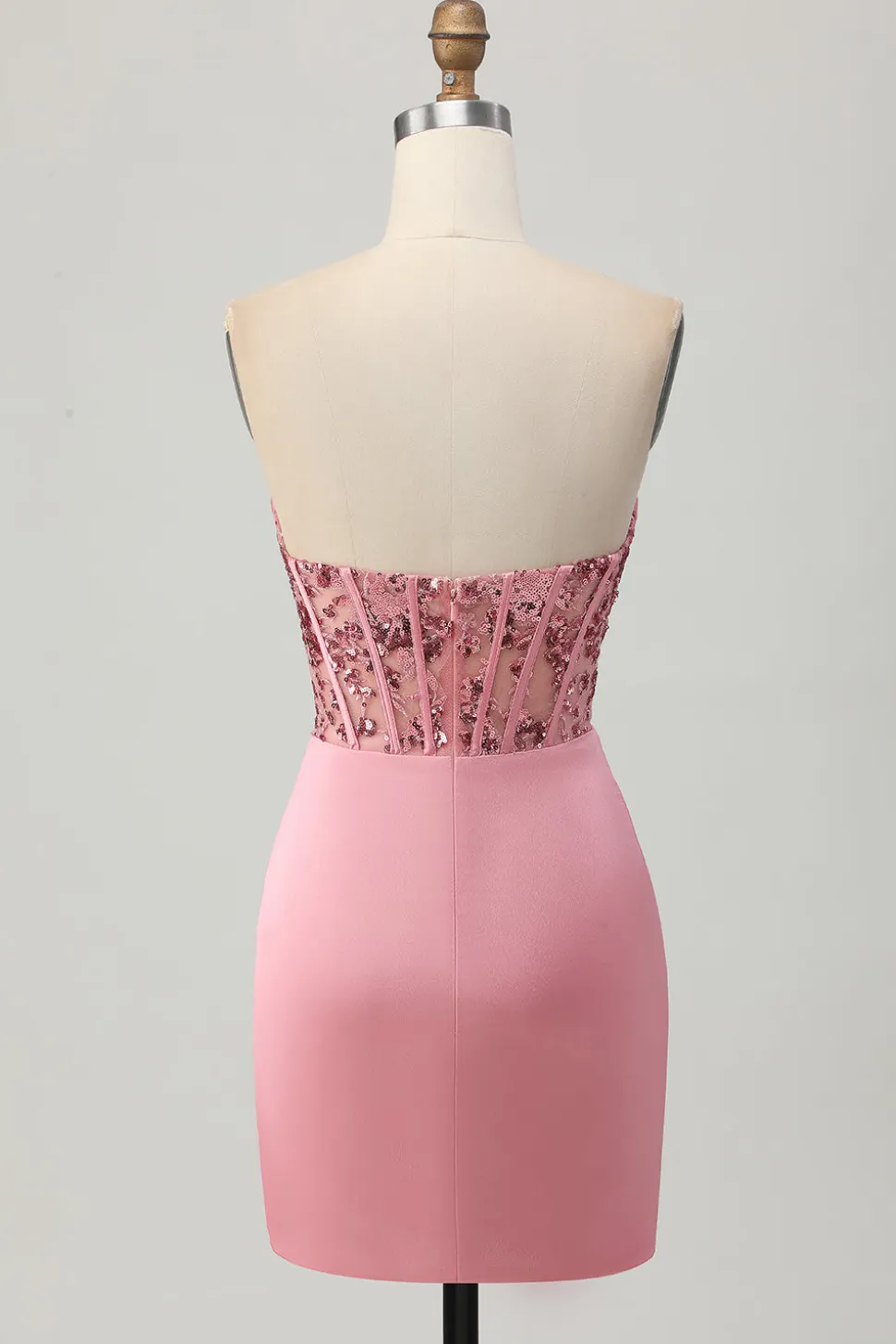 Strapless Blush Corset Sequins Bodycon Homecoming Vestido