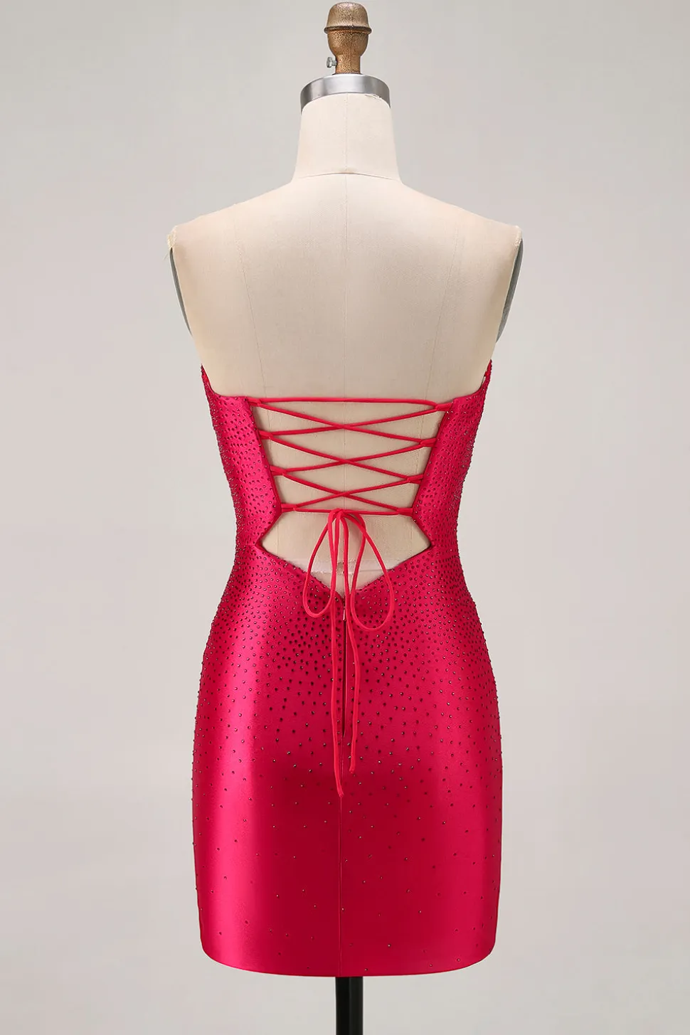 Strapless Cut out Fuchsia frisado vestido apertado Homecoming