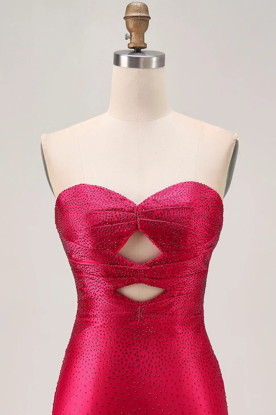 Strapless Cut out Fuchsia frisado vestido apertado Homecoming